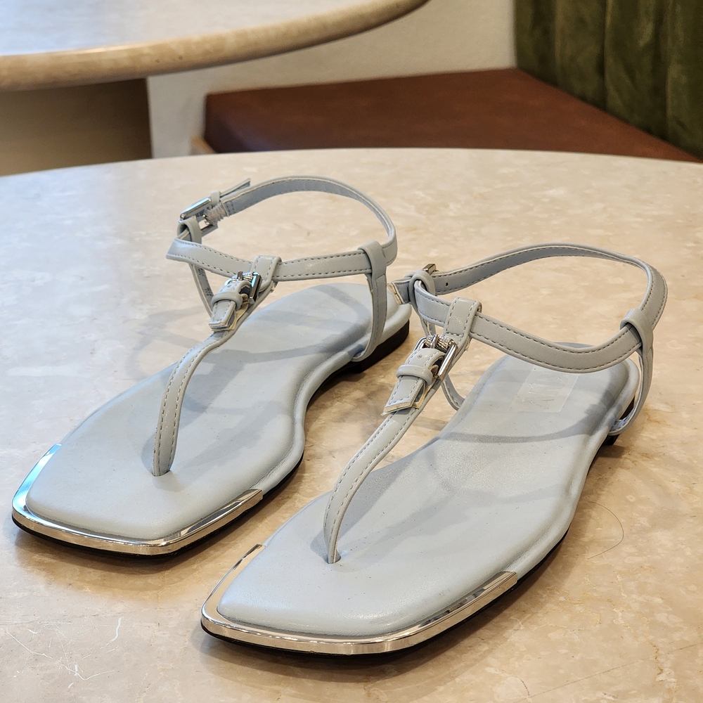 DKNY Daniella Women's Light Blue Leather Ankle Strap Square Toe Sandals Size 7.5 - Picture 8 of 12